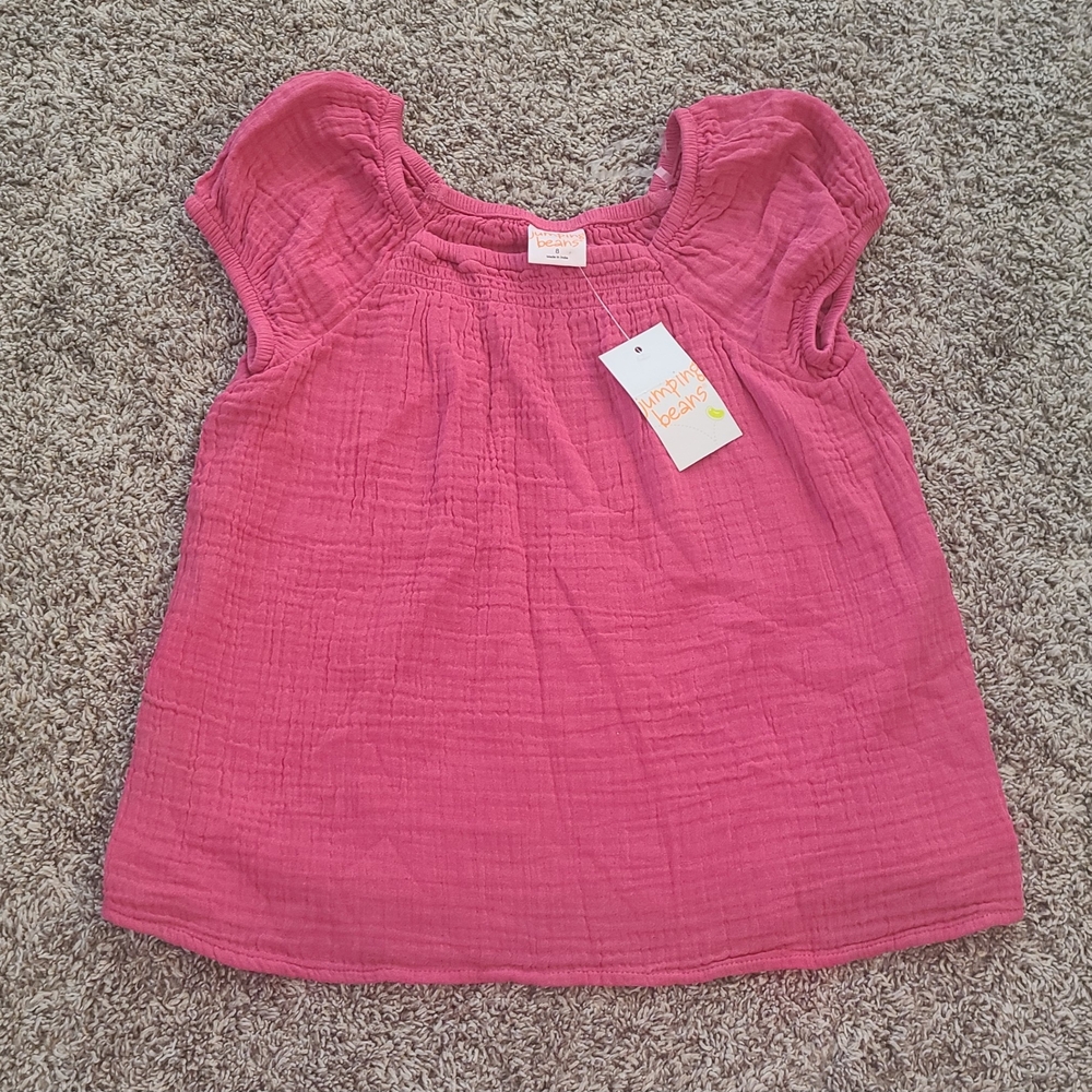 Girls Pink Puff Sleeve Top